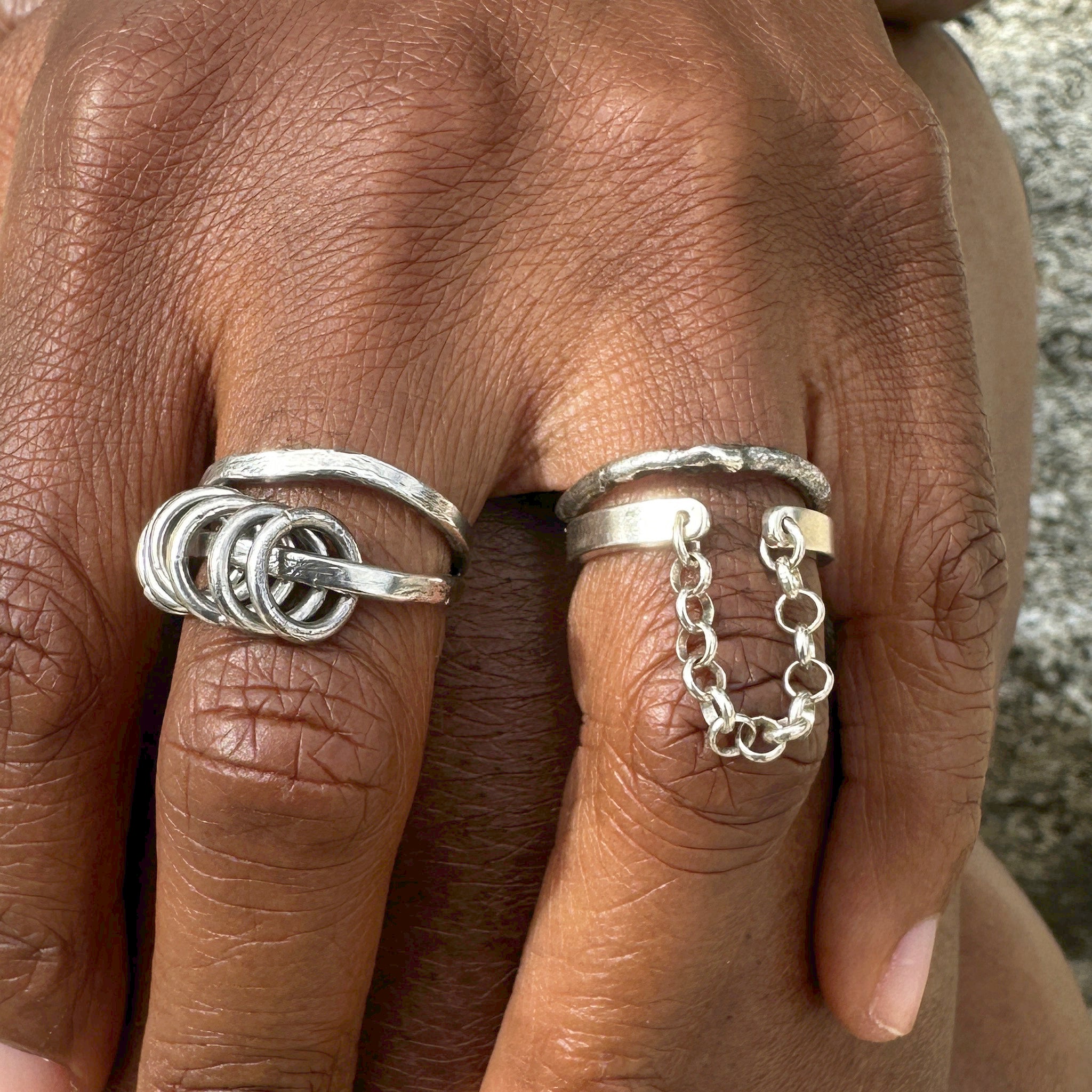 "Bague brut Nia avec collection bagues EMIKemi - artisanat joaillerie française"